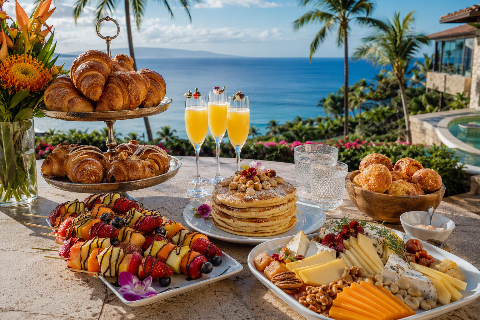 Brunch catering at a villa in Jaco