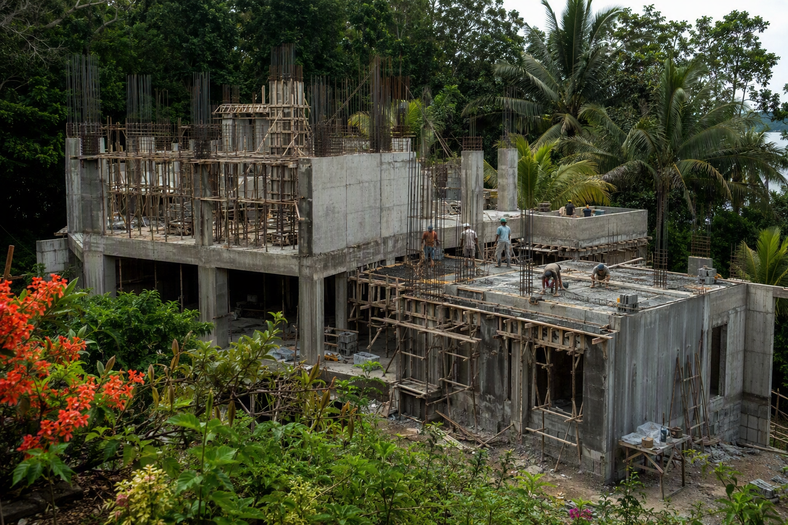 Home construction in progress at Valle Perdido Costa Rica
