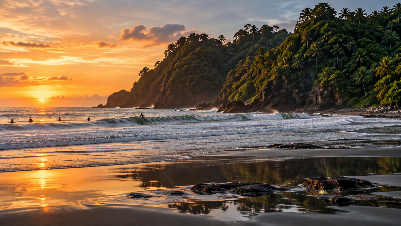 Southern end of Jaco Beach with a rocky point