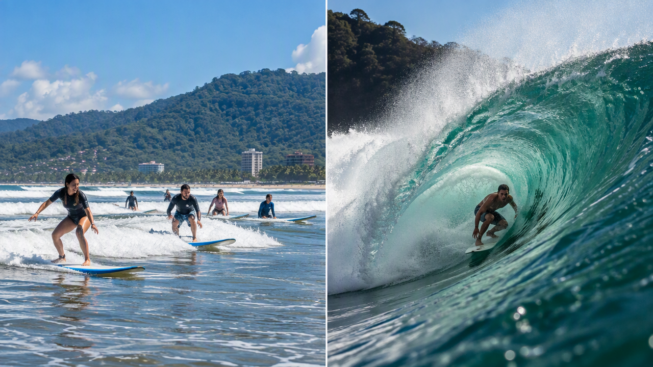 Gentle beginner beach beside a powerful beach break