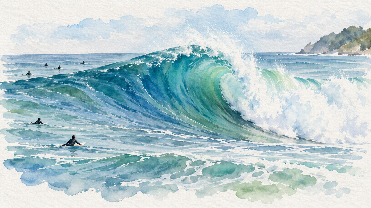 Illustration of the parts of a breaking wave