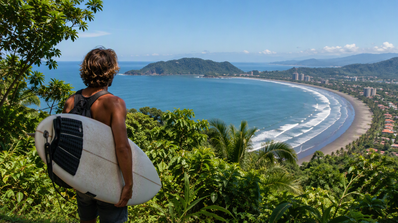 Traveller overlooking the Jaco coastline