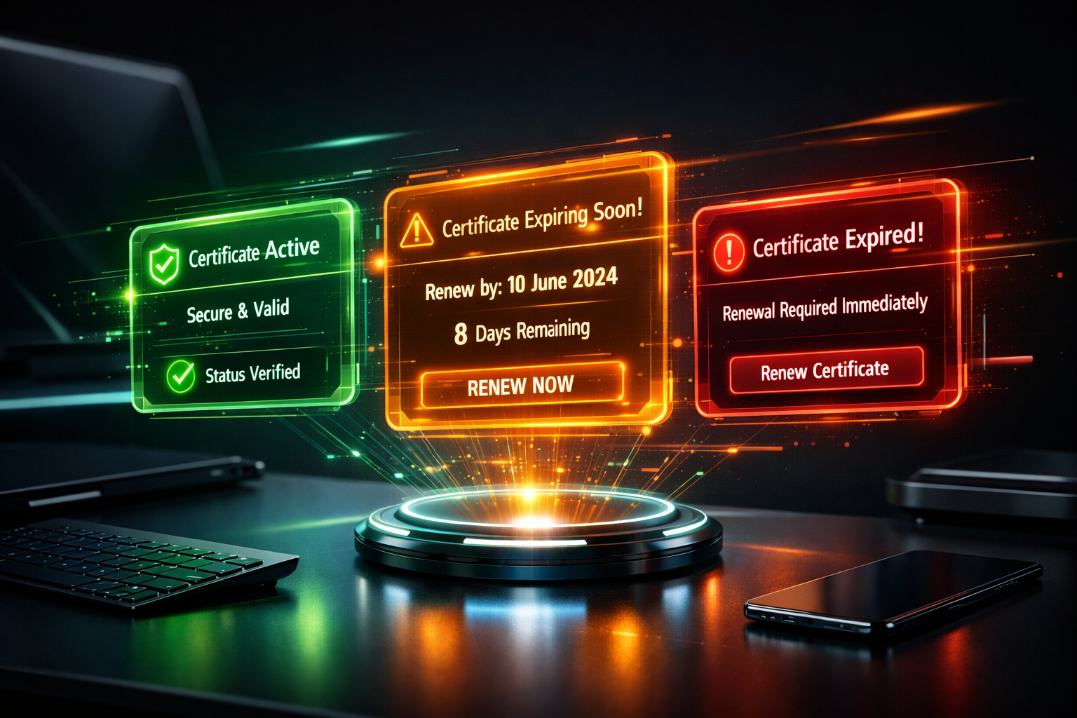 Smart notification system for certificates