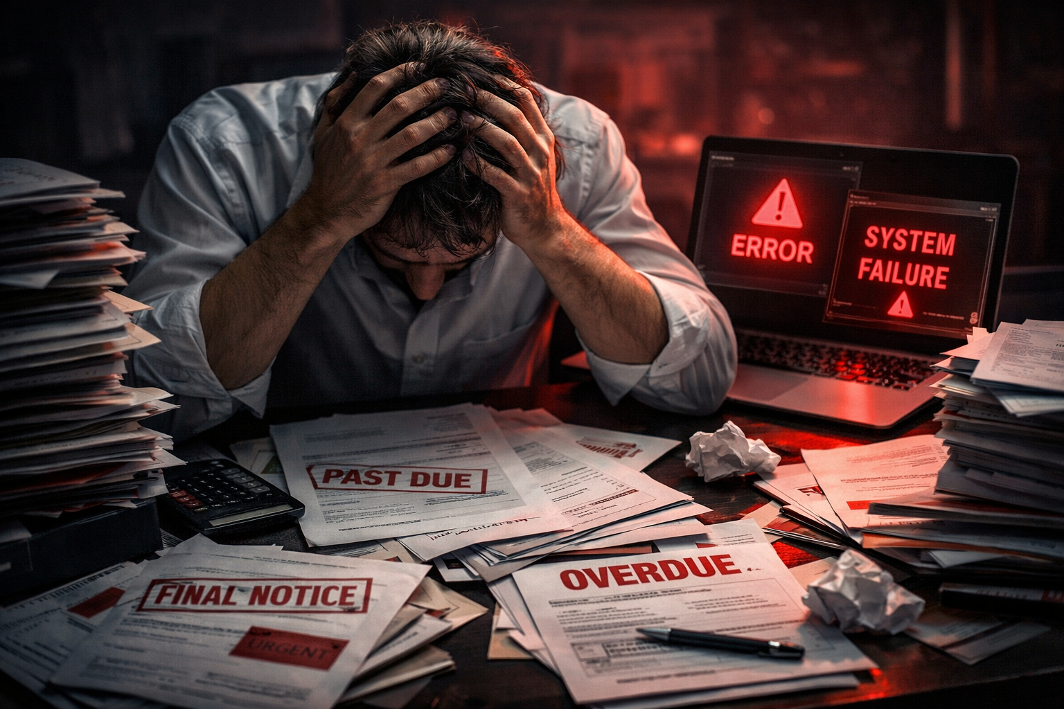 Stressed entrepreneur with expired documents