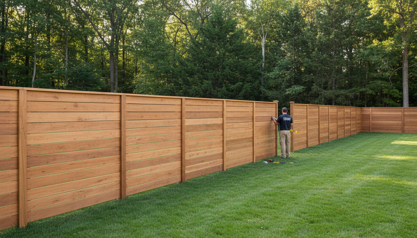 Wooden privacy fence installation in Saskatoon