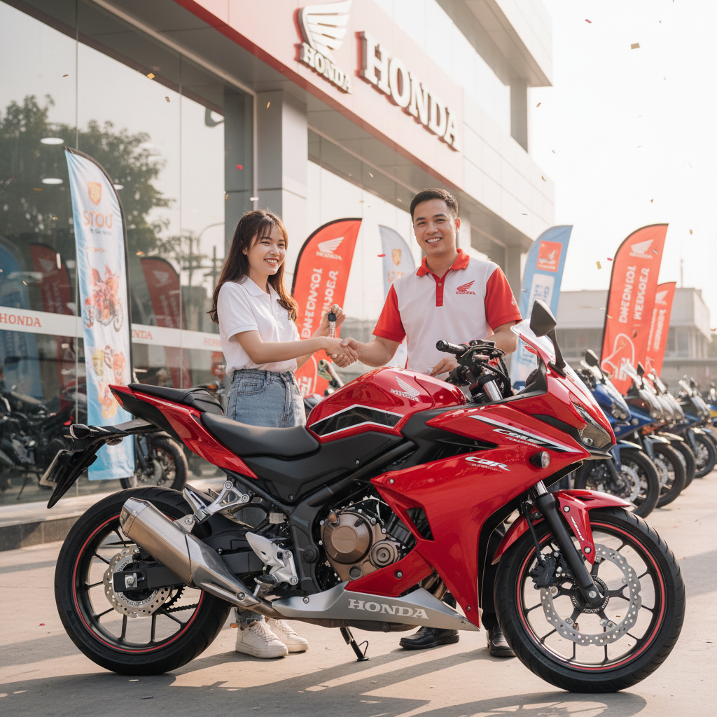 Khách hàng nhận xe Honda mới