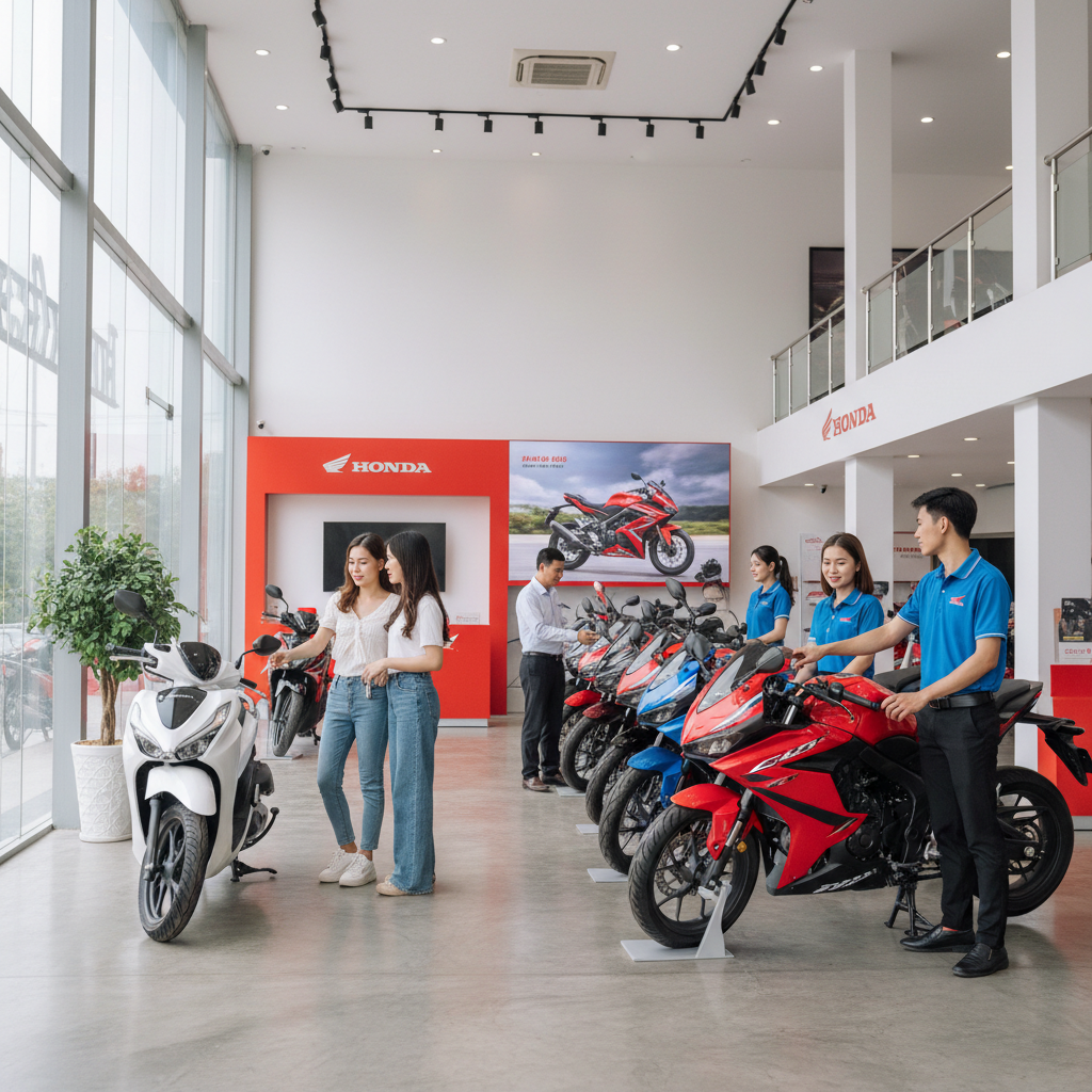 Khách hàng mua xe Honda tại showroom