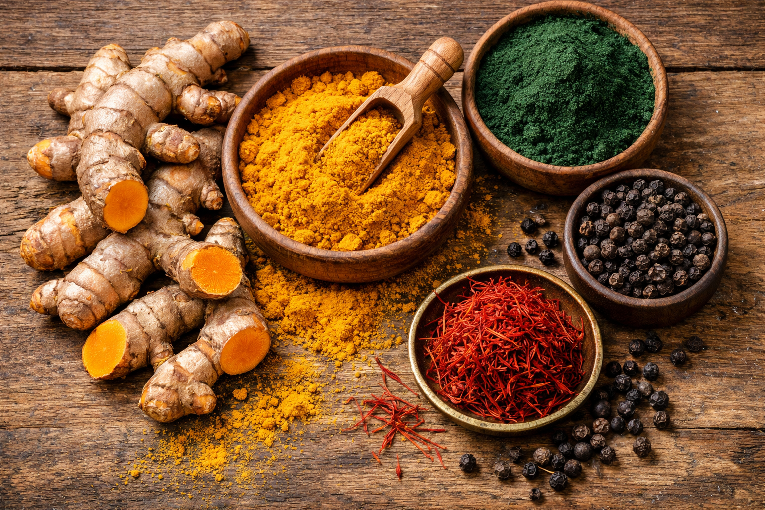 Ingredientes naturais do Curcuma Complex