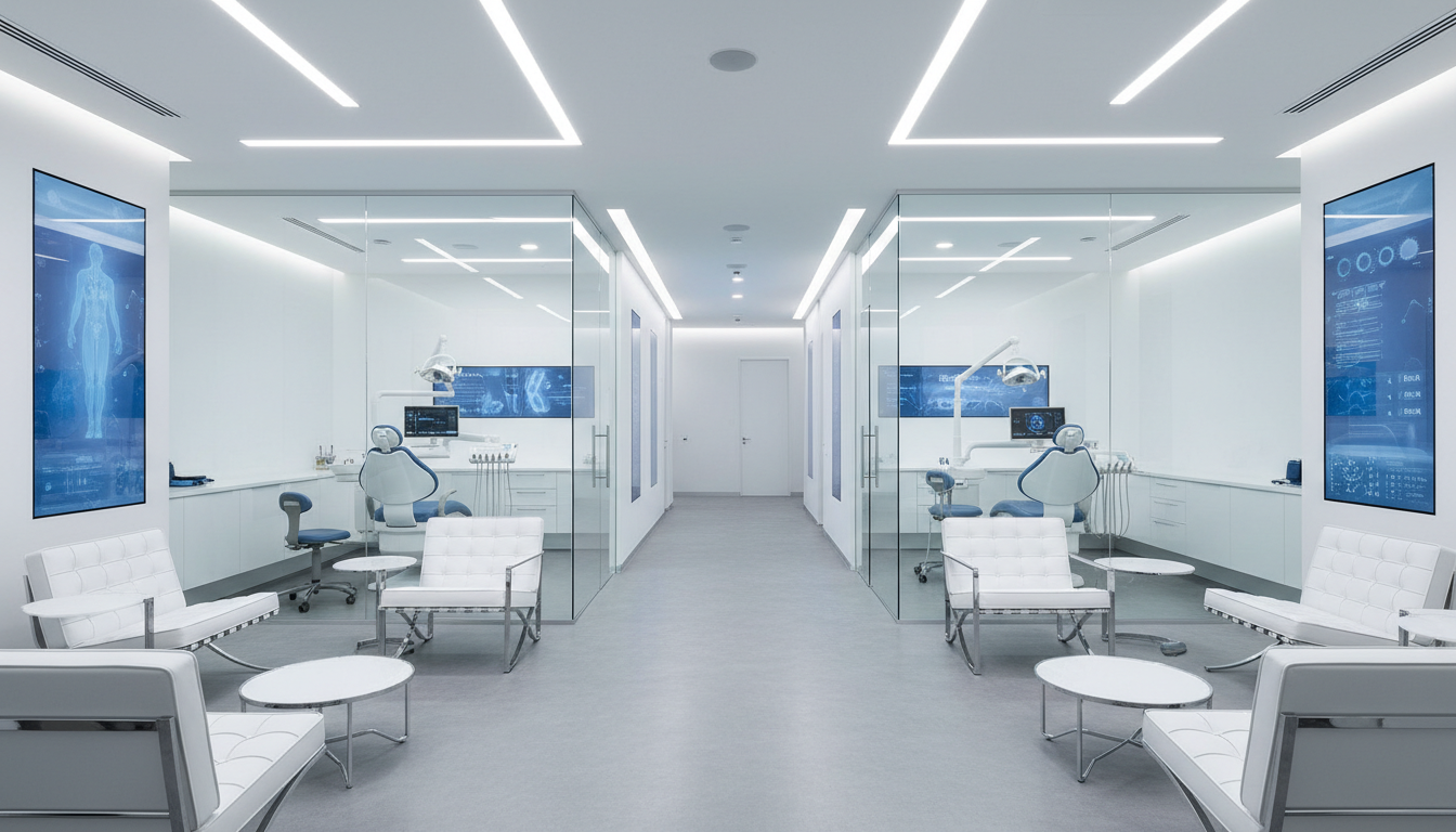 Interior de clínica moderna con tecnología