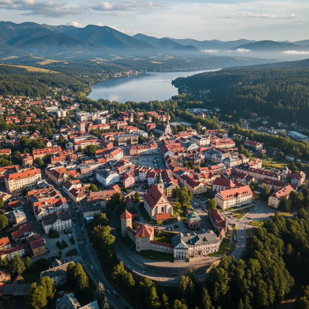 Panorama Żywca z drona