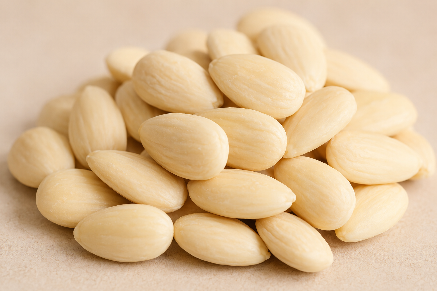 Amandes bio émondées blanchies calibre 14-16 mm pour pâtisserie et industrie