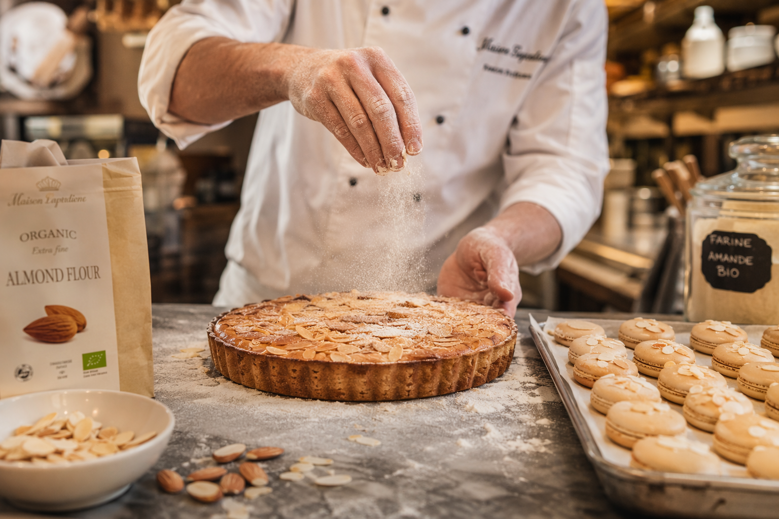 Utilisation d'amandes bio en pâtisserie professionnelle — macarons et frangipane