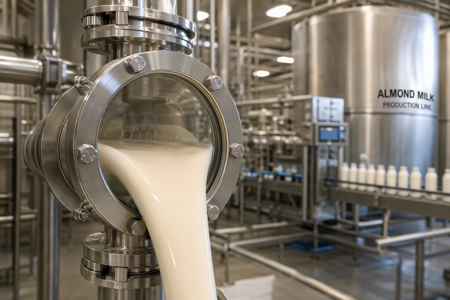Production industrielle de lait végétal à base d'amande bio émondée