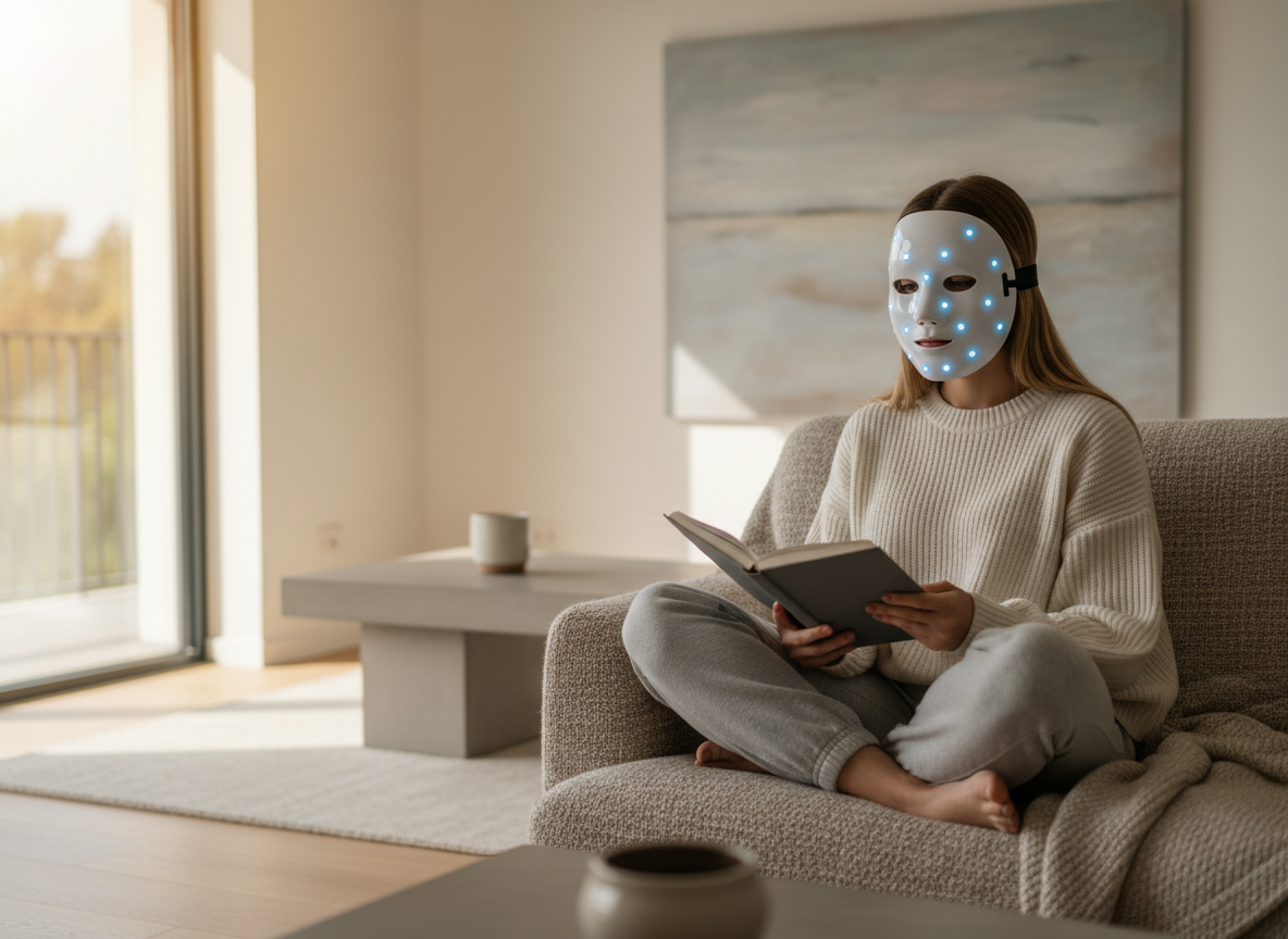 Joven leyendo con máscara NiceF