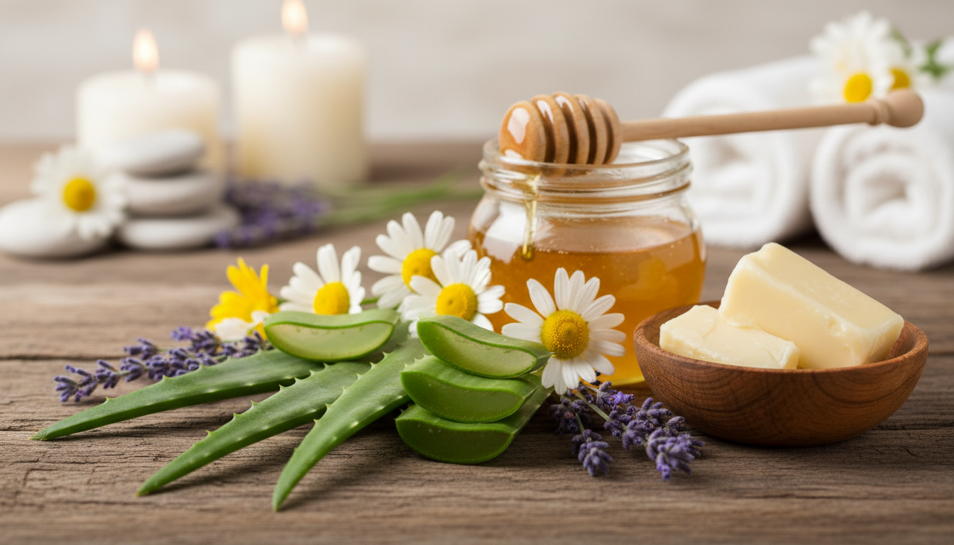 Természetes összetevők - aloe vera, kamilla, levendula, shea vaj