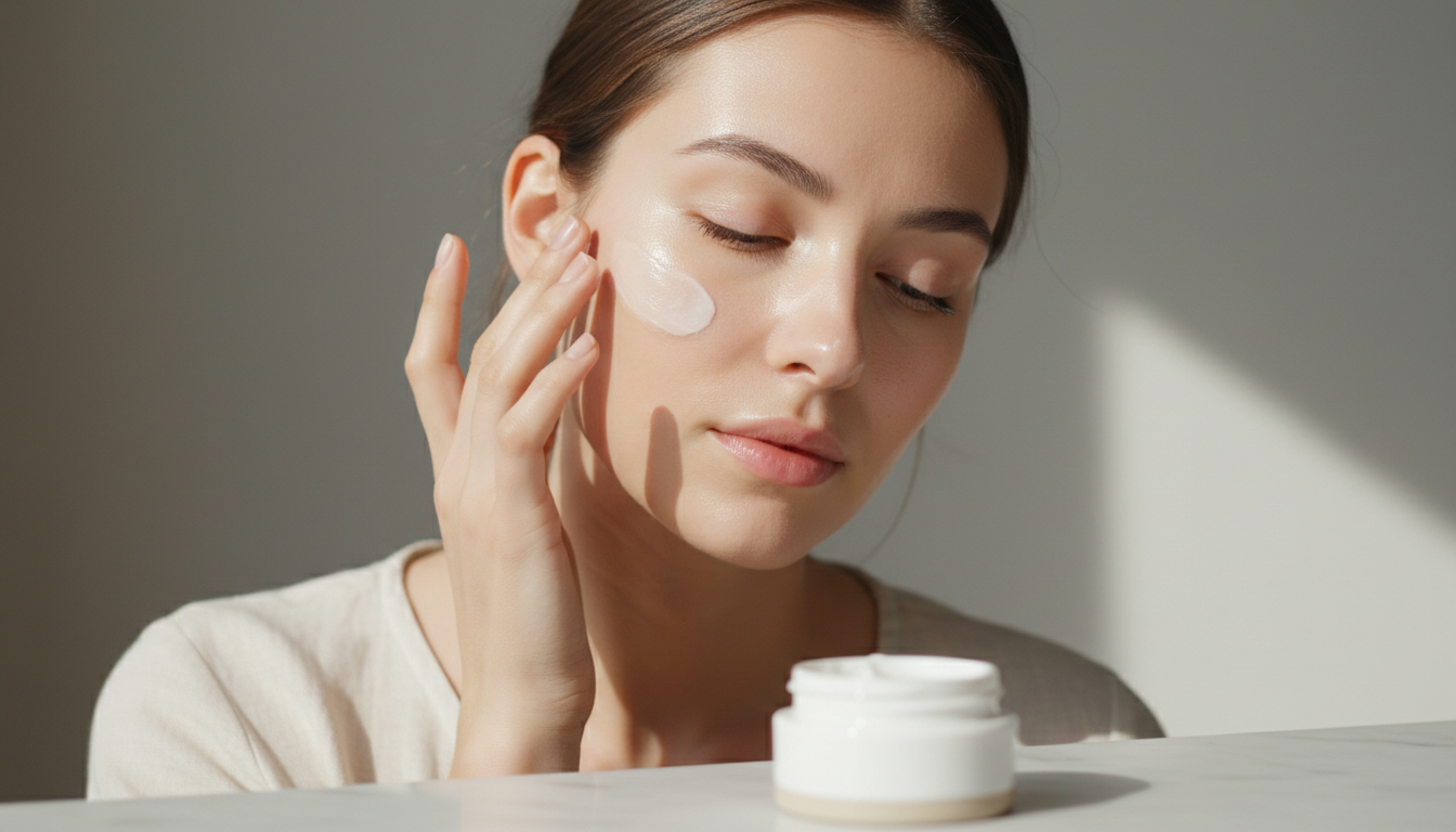 Nő természetes bőrápolást alkalmaz