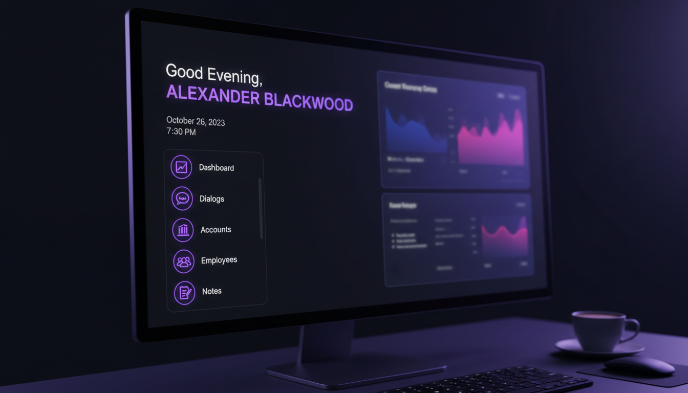 Панель приветствия и навигация