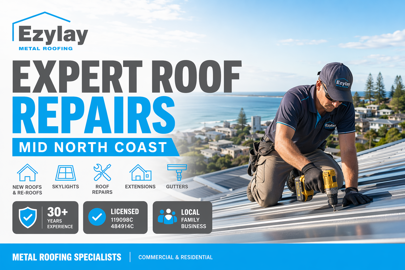 Expert Roof Repairs Mid North Coast | Ezylay Metal Roofing Specialists