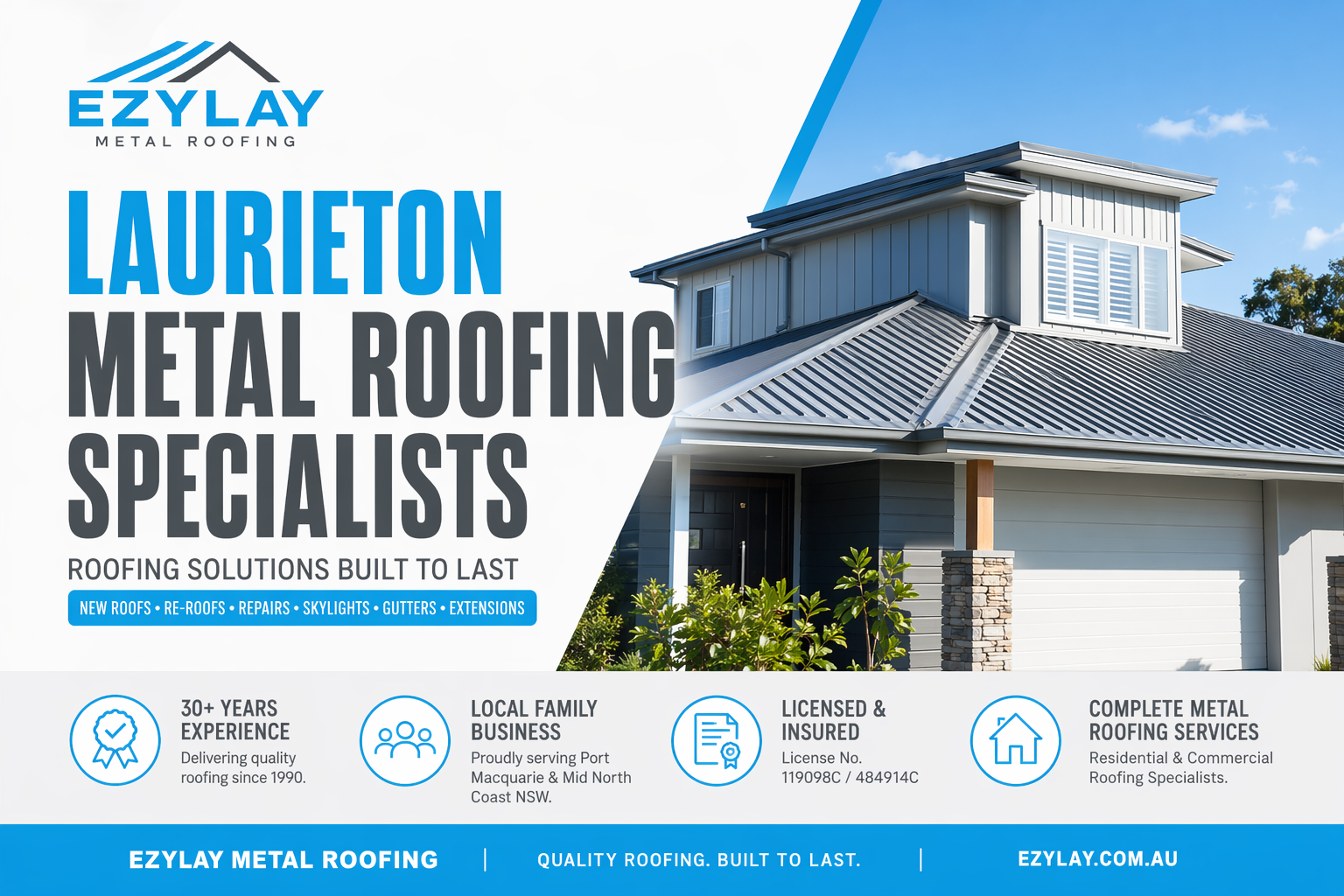 Laurieton Metal Roofing Specialists | Ezylay Roofing Services