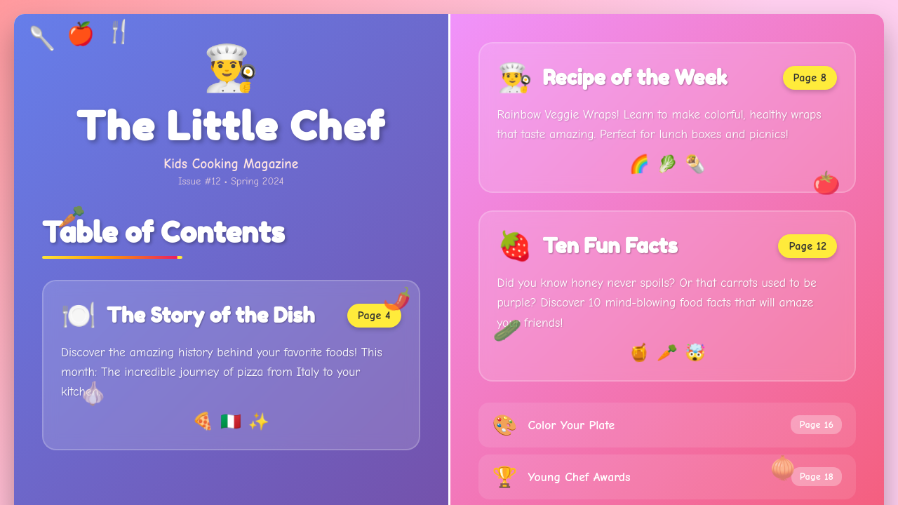 Colorful TOC for "The Little Chef" template preview