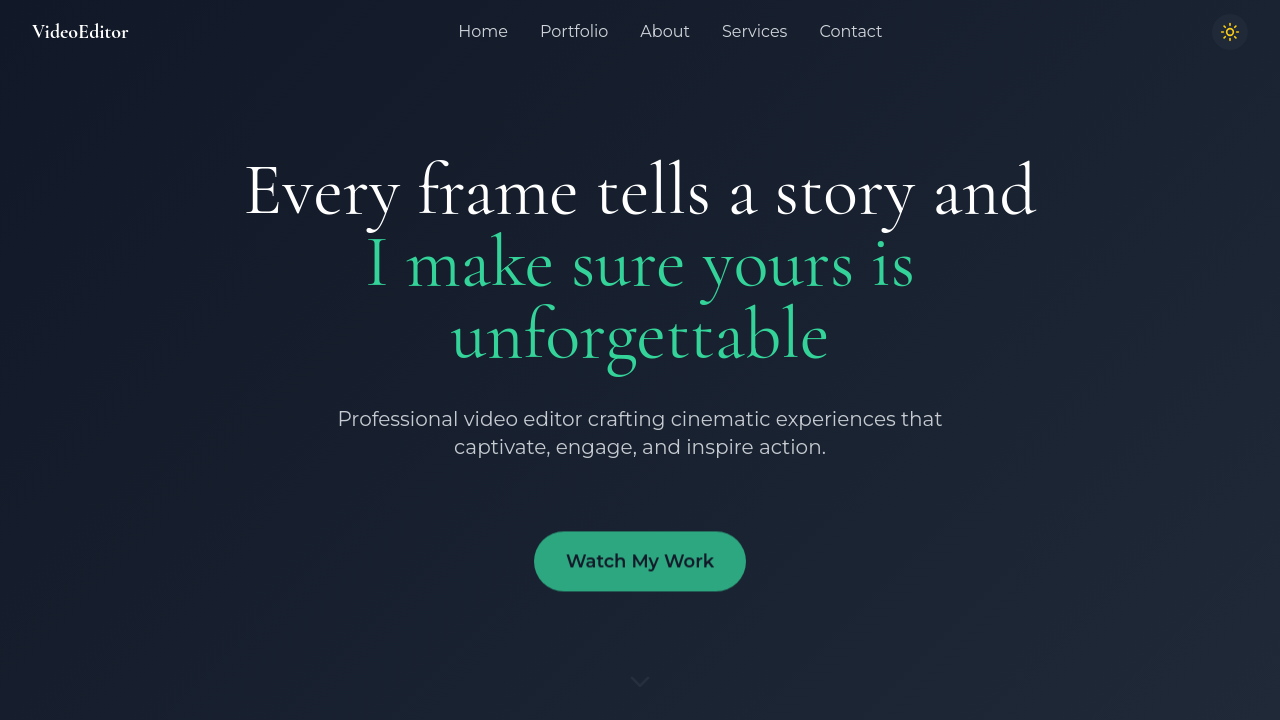Video Editing Portfolio Site template preview