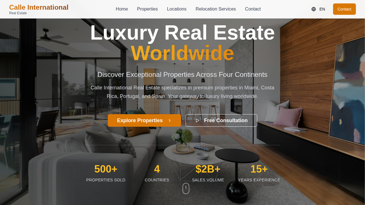 Luxury Website for Calle Int'l template preview