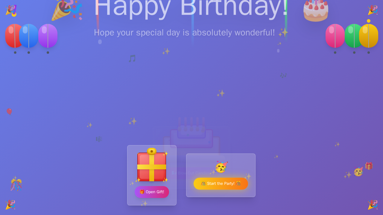animated birthday website template preview