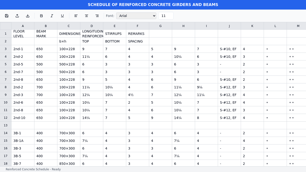 Make Excel Like Sample template preview