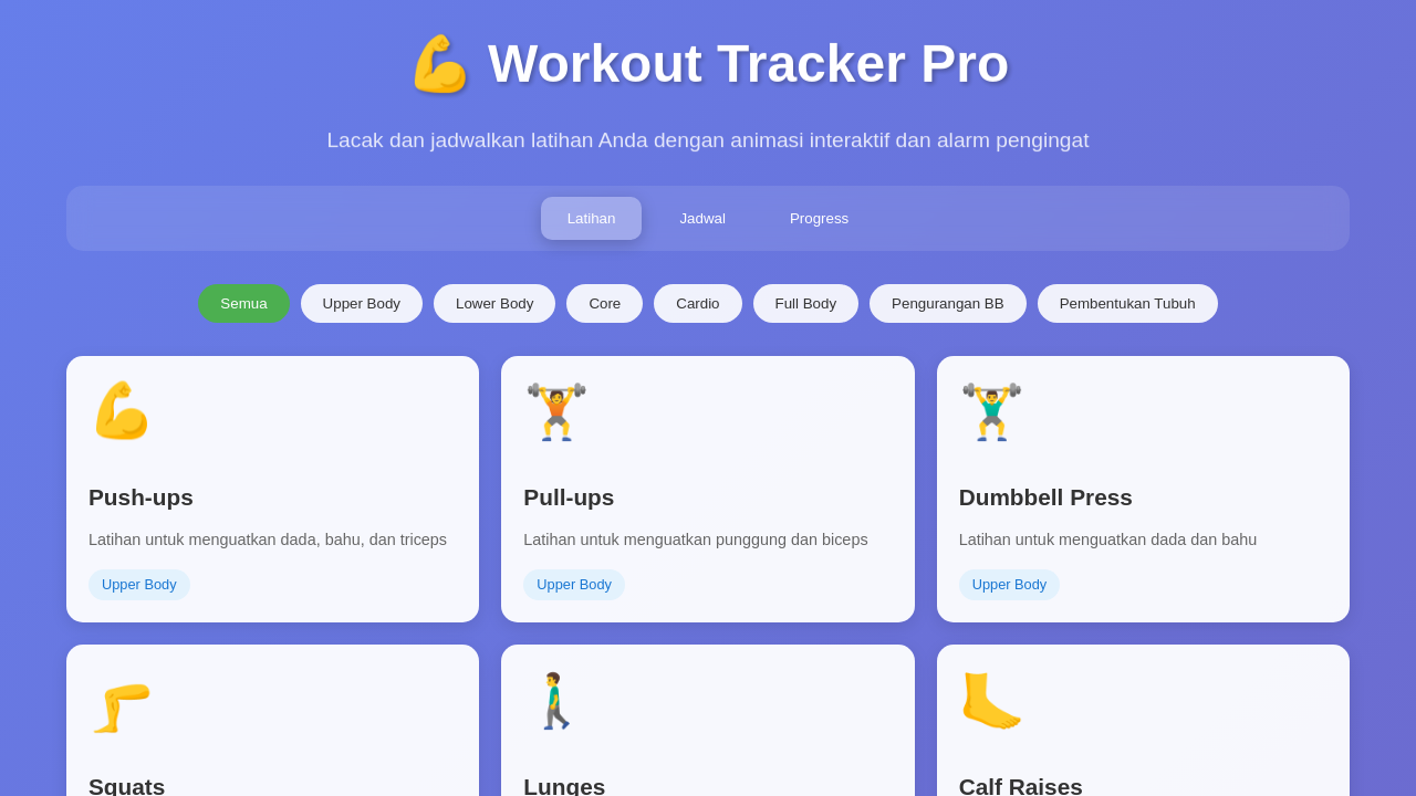 Website Tracker Workout Animasi template preview