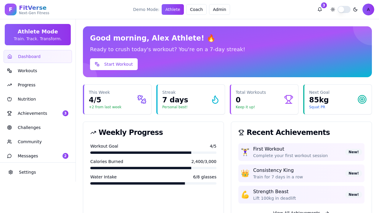 FitVerse: 차세대 피트니스 template preview